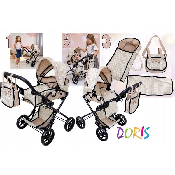 Doris 3in1 Puppenwagen mit Gondel, Kinderwagen und Tasche: Spaß und Funktionalität