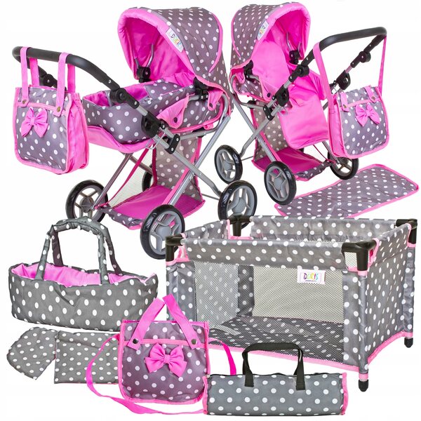 3-in-1-Doris-Puppenkinderwagen-Set mit Kinderbett, Tasche und Wickelauflage