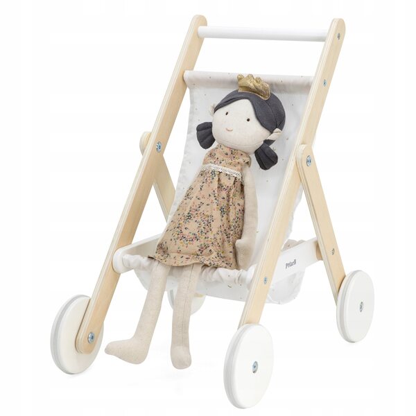 VIGA PolarB Puppenwagen aus Holz mit Sternen- und Mondaufdruck
