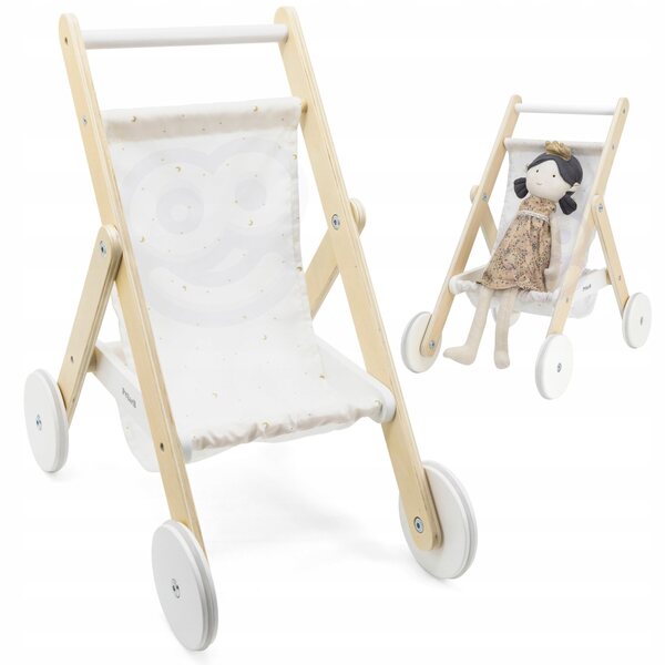 VIGA PolarB Puppenwagen aus Holz mit Sternen- und Mondaufdruck