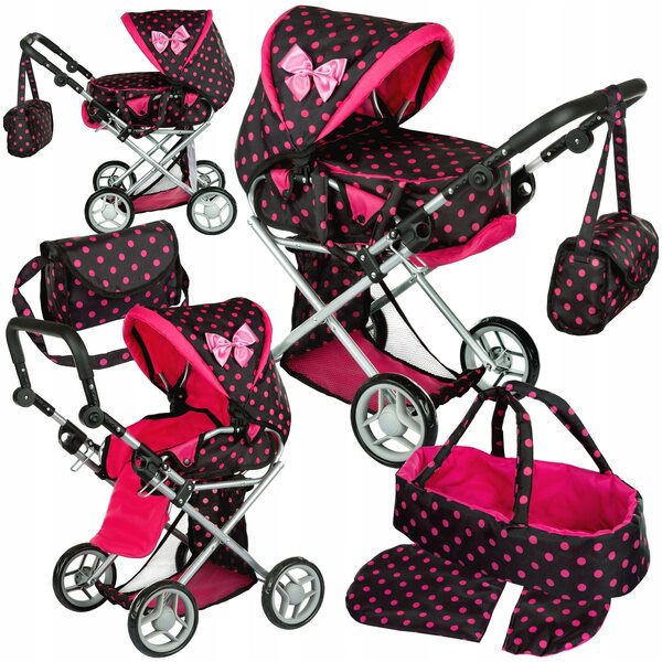 Trio 3-in-1-Kinderwagen für Kinderplay-Puppen mit Metallstruktur und Schaumstoffrädern