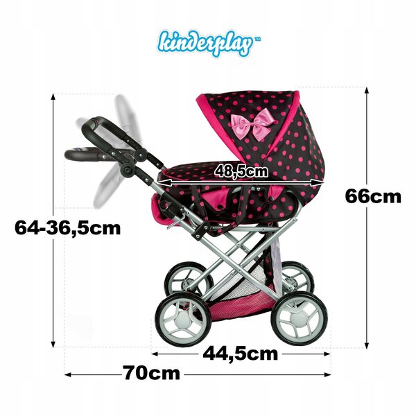 Trio 3-in-1-Kinderwagen für Kinderplay-Puppen mit Metallstruktur und Schaumstoffrädern