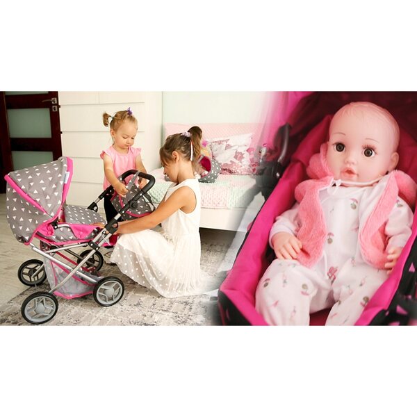 Trio 3-in-1-Kinderwagen für Kinderplay-Puppen mit Metallstruktur und Schaumstoffrädern