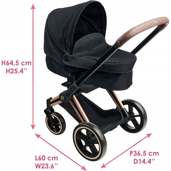 Corolle 3 in 1 Puppenwagen schwarz – Kinderwagen, Gondel, Kinderbett