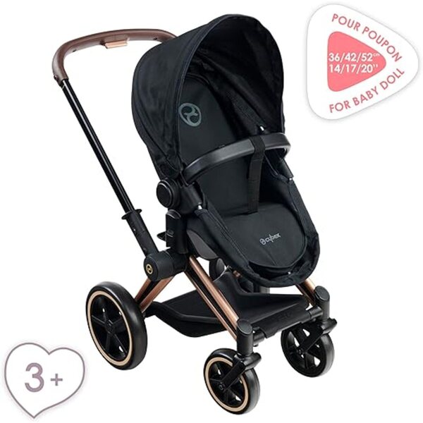 Corolle 3 in 1 Puppenwagen schwarz – Kinderwagen, Gondel, Kinderbett