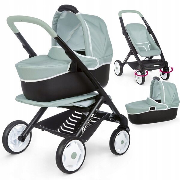 Smoby Puppenwagen 3 in 1 Maxi Cosi Quinny Grün für Kinder ab 3 Jahren