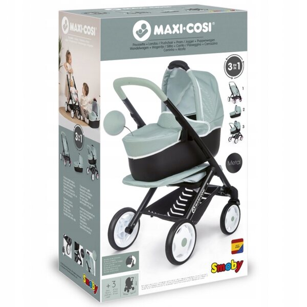 Smoby Puppenwagen 3 in 1 Maxi Cosi Quinny Grün für Kinder ab 3 Jahren