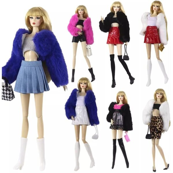 Vestiti invernali per bambola americana 30 cm, set 5 pezzi casual e caldo