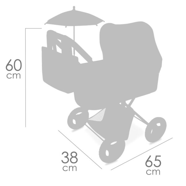 DeCuevas Verona tiefer Puppenwagen mit Tasche und Regenschutz