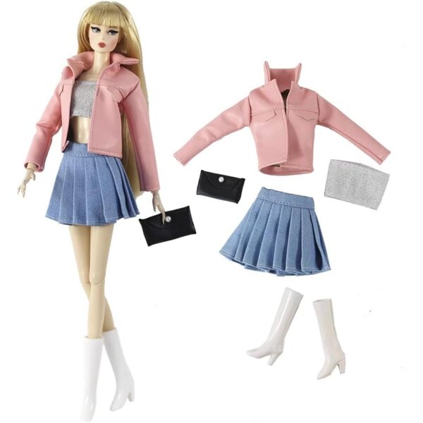Kleidung für 30 cm SD BJD 1/6 American Doll – Freizeitkleidung, Lederjacke, Röcke und Accessoires