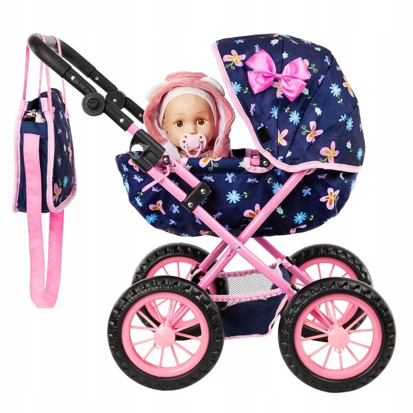 Kinderplay Deep Gondola Puppenwagen mit verstellbarem Griff und Tasche