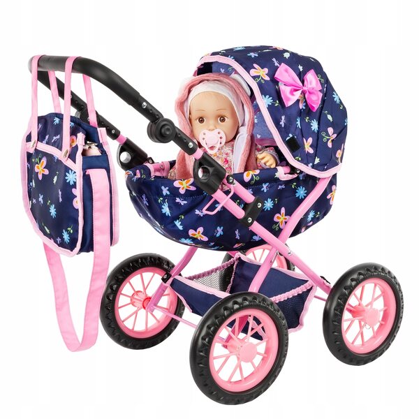 Kinderplay Deep Gondola Puppenwagen mit verstellbarem Griff und Tasche