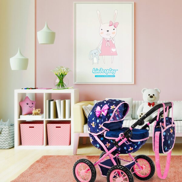 Kinderplay Deep Gondola Puppenwagen mit verstellbarem Griff und Tasche