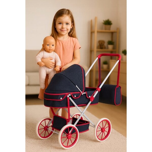 Nobo Kids Deep Puppenwagen mit klappbarem Verdeck und Schaumstoffrädern