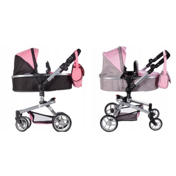 2in1 Puppenwagen, tiefer Stator und verstellbarer Kinderwagen mit Tasche