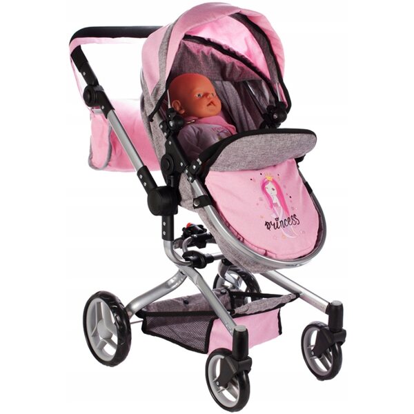 2in1 Puppenwagen, tiefer Stator und verstellbarer Kinderwagen mit Tasche