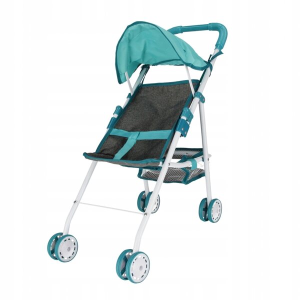 Mega Creative Puppenwagen aus grauem Metall mit Sonnenschirm 53 cm