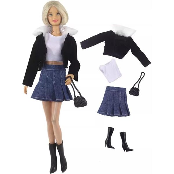 Kleidungsset für 29,2-cm-Puppe mit Oberteil, Hose, Rock und Accessoires – 5-teilig