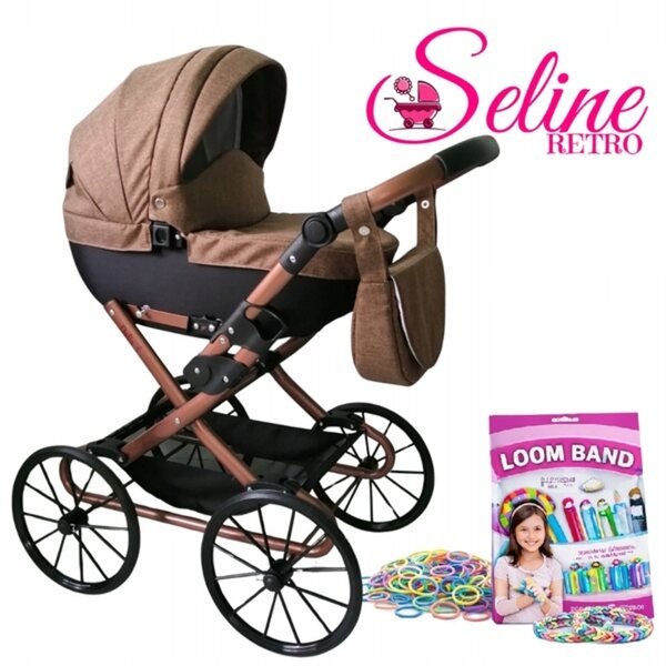 Количка за кукли Seline Retro 2026, сгъваема, дълбока, детски комплект 18м+