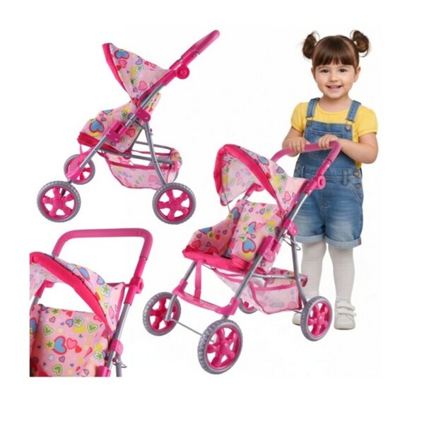 Woopie Royal Puppenwagen, leicht, faltbar, mit Gurten und Korb