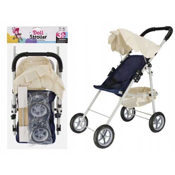 Marineblauer Puppenwagen aus Metall mit Mega Creative-Verdeck