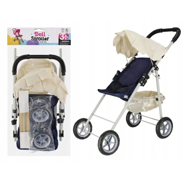 Marineblauer Puppenwagen aus Metall mit Mega Creative-Verdeck