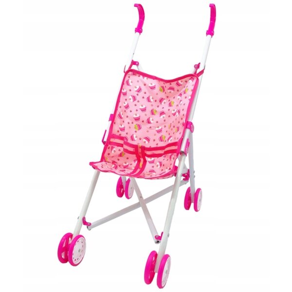 Passeggino per bambole pieghevole rosa con certificazione di sicurezza CE EN71