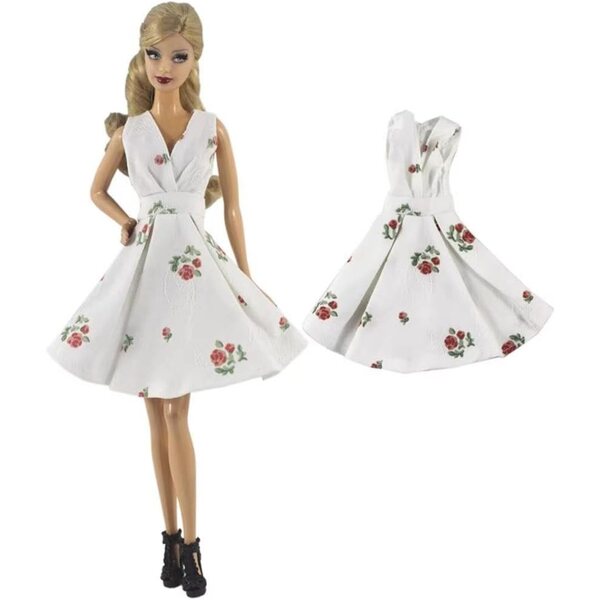 Geblümtes Puppenkleid 11,5" V-Ausschnitt Kleid für 1/6 BJD Puppe