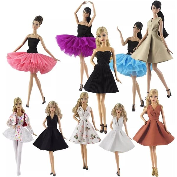 Geblümtes Puppenkleid 11,5" V-Ausschnitt Kleid für 1/6 BJD Puppe
