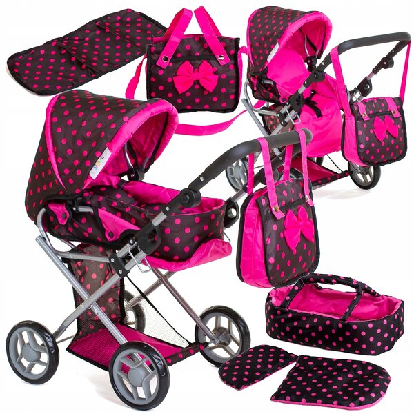3-in-1-Doris-Puppenkinderwagen-Set mit Tasche und verstellbarer Wickelunterlage