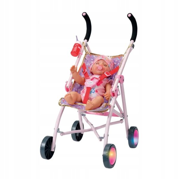 Baby Born faltbarer Spielkinderwagen mit leuchtenden Rädern für Puppen ab 3 Jahren