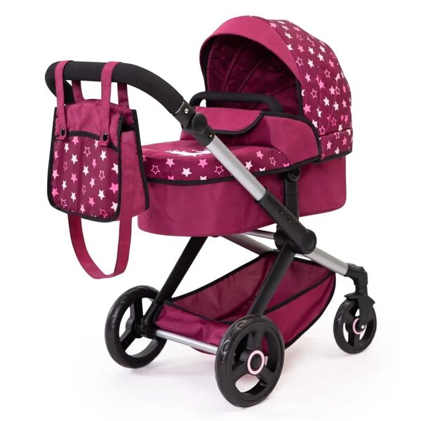 Bayer Design 2in1 Combi XEO Puppenwagen, bordeaux, mit Tasche und verstellbarem Griff