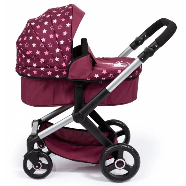 Bayer Design 2in1 Combi XEO Puppenwagen, bordeaux, mit Tasche und verstellbarem Griff