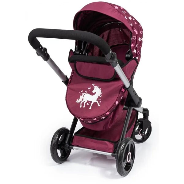 Bayer Design 2in1 Combi XEO Puppenwagen, bordeaux, mit Tasche und verstellbarem Griff