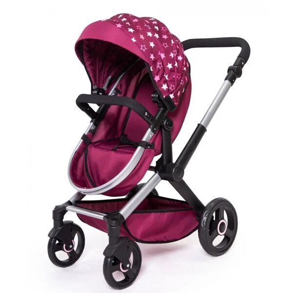 Bayer Design 2in1 Combi XEO Puppenwagen, bordeaux, mit Tasche und verstellbarem Griff