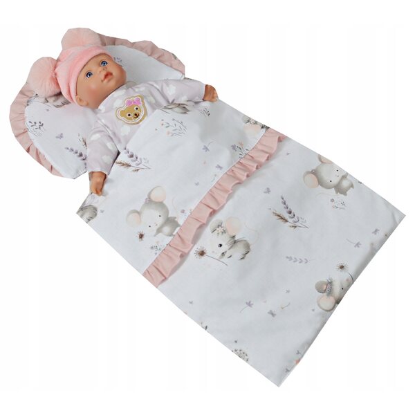 Largo-Puppenbettwäscheset mit rosa Baumwollkissen und -bezug