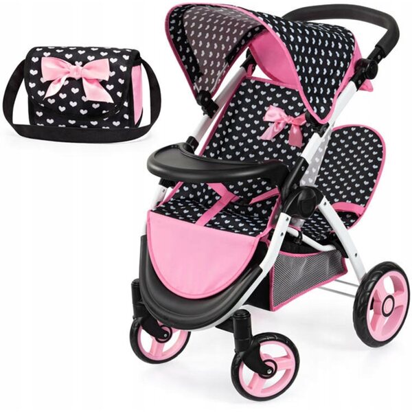 Bayer Design Twin Star Zwillingspuppenwagen mit Tasche und Schwenkrädern