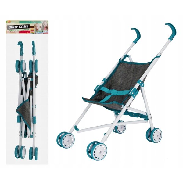 Mega Creative Mint-Grau-Metallic-Sonnenschirm-Kinderwagen für 3+ Puppen