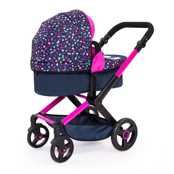 Bayer Design 3-in-1-Puppenwagen mit Sitz und Zubehör, Marineblau und Rosa