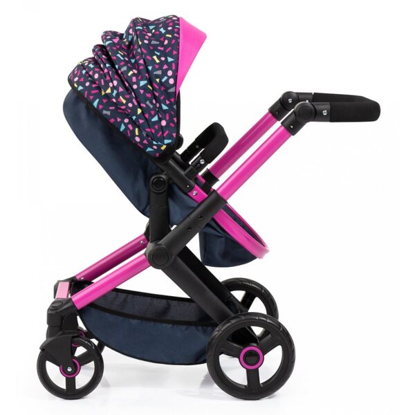 Bayer Design 3-in-1-Puppenwagen mit Sitz und Zubehör, Marineblau und Rosa