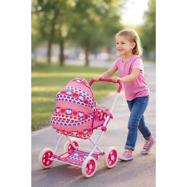 3-in-1-Puppenwagen mit Metallrahmen und leisen Rädern