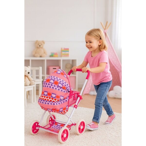 3-in-1-Puppenwagen mit Metallrahmen und leisen Rädern