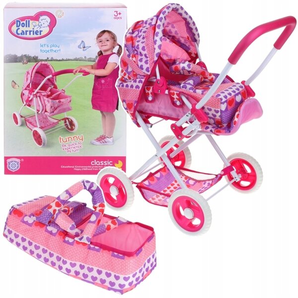 3-in-1-Puppenwagen mit Metallrahmen und leisen Rädern