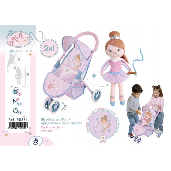DeCuevas Gala Puppenwagen mit Ballerina-Puppe und Aluminiumstruktur