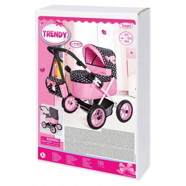 Bayer Design Trendiger tiefer Kinderwagen für Puppen, verstellbar und faltbar