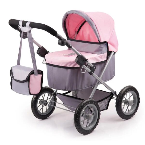 Bayer Deep Puppenwagen, trendiges Design, Rosa und Grau, 67 cm