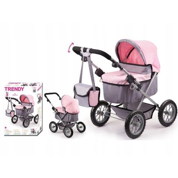 Bayer Deep Puppenwagen, trendiges Design, Rosa und Grau, 67 cm