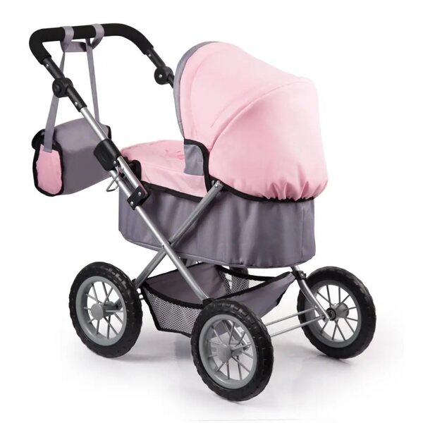 Bayer Deep Puppenwagen, trendiges Design, Rosa und Grau, 67 cm