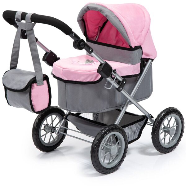 Bayer Deep Puppenwagen, trendiges Design, Rosa und Grau, 67 cm