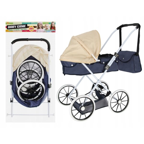Tiefer Puppenwagen aus Metall, Marineblau MEGA CREATIVE 65x72x35 cm